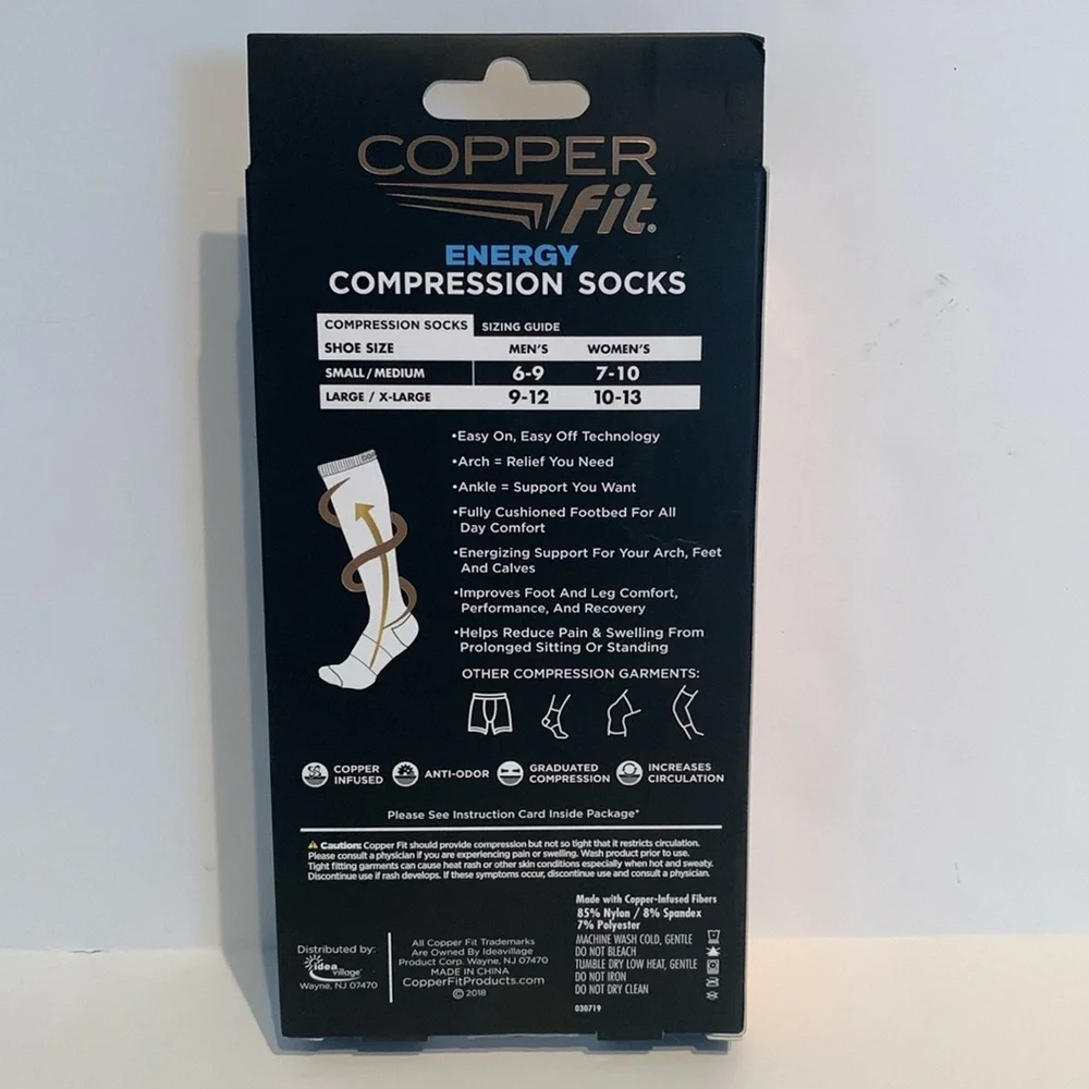 Copper Fit Unisex Energy Compression Socks 1 Pair L/XL